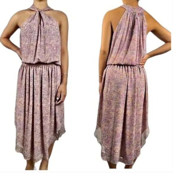 Women Ramy Brook Kent Halter Neck Paisley Print Midi Dress in Rose Small - Picture 1 of 15